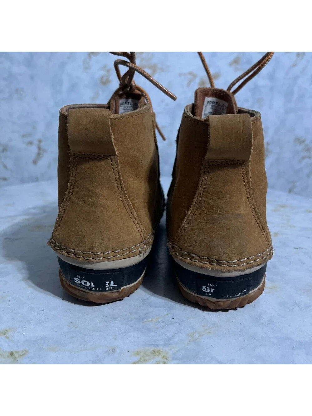 Sorel Out N About Womens Size 6.5 Shoes Brown Leather Lace Up Comfort Duck Boots